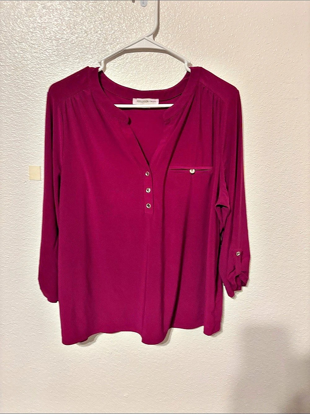 Perception Concept Long Sleeve Blouse in Purple Size XL Like New